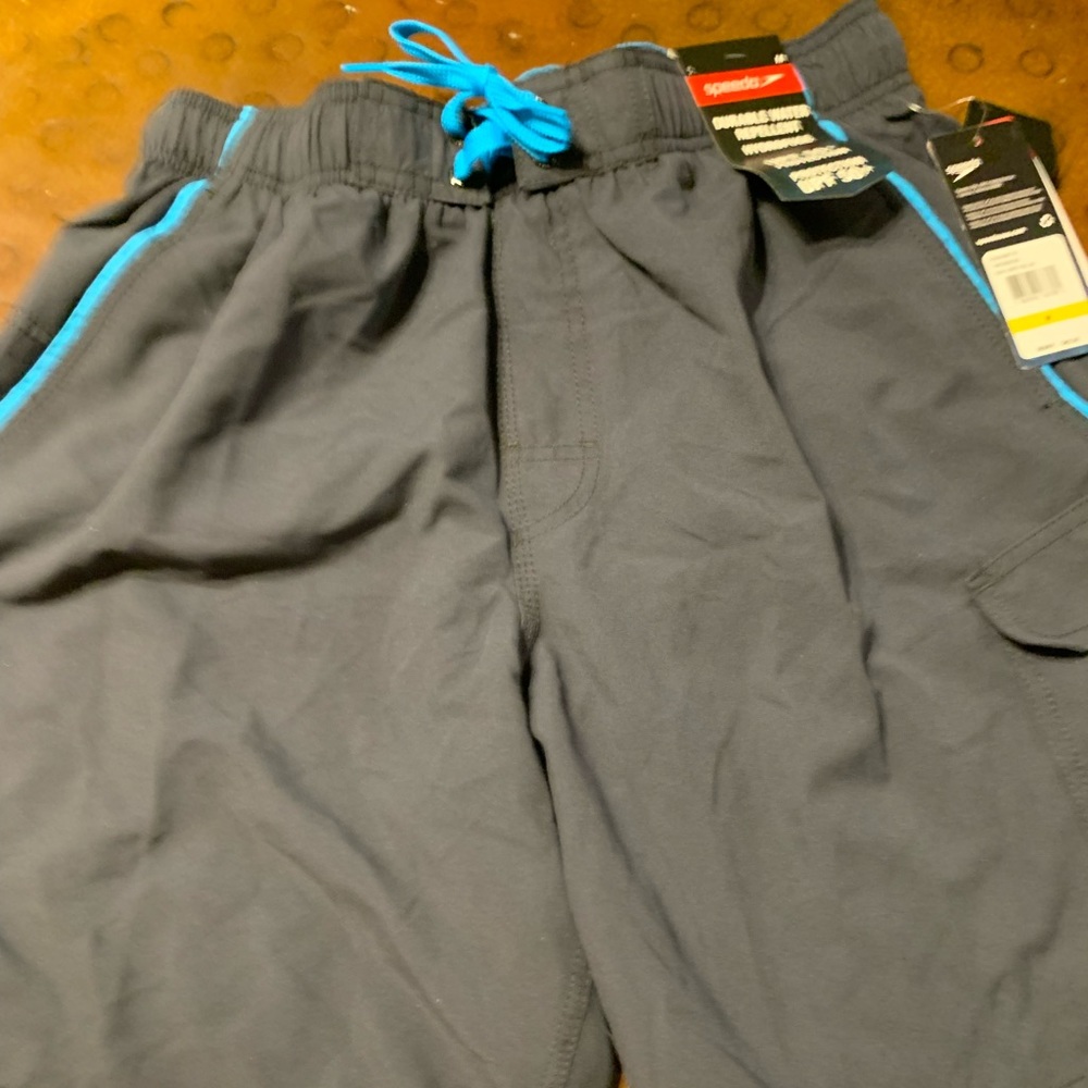 SPEEDO Board Shorts Men's L Blue Loose Fit UPF 50+ Pockets Drawstring Swim - Picture 1 of 7